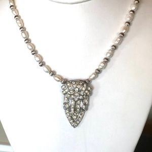 Silver and Pearl Vintage Assemblage Necklace